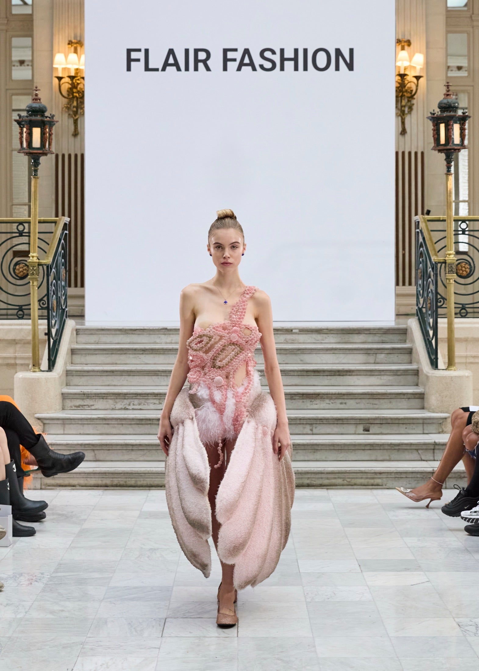 RosaLune pale pink sculptural petal dress, 3LATO
